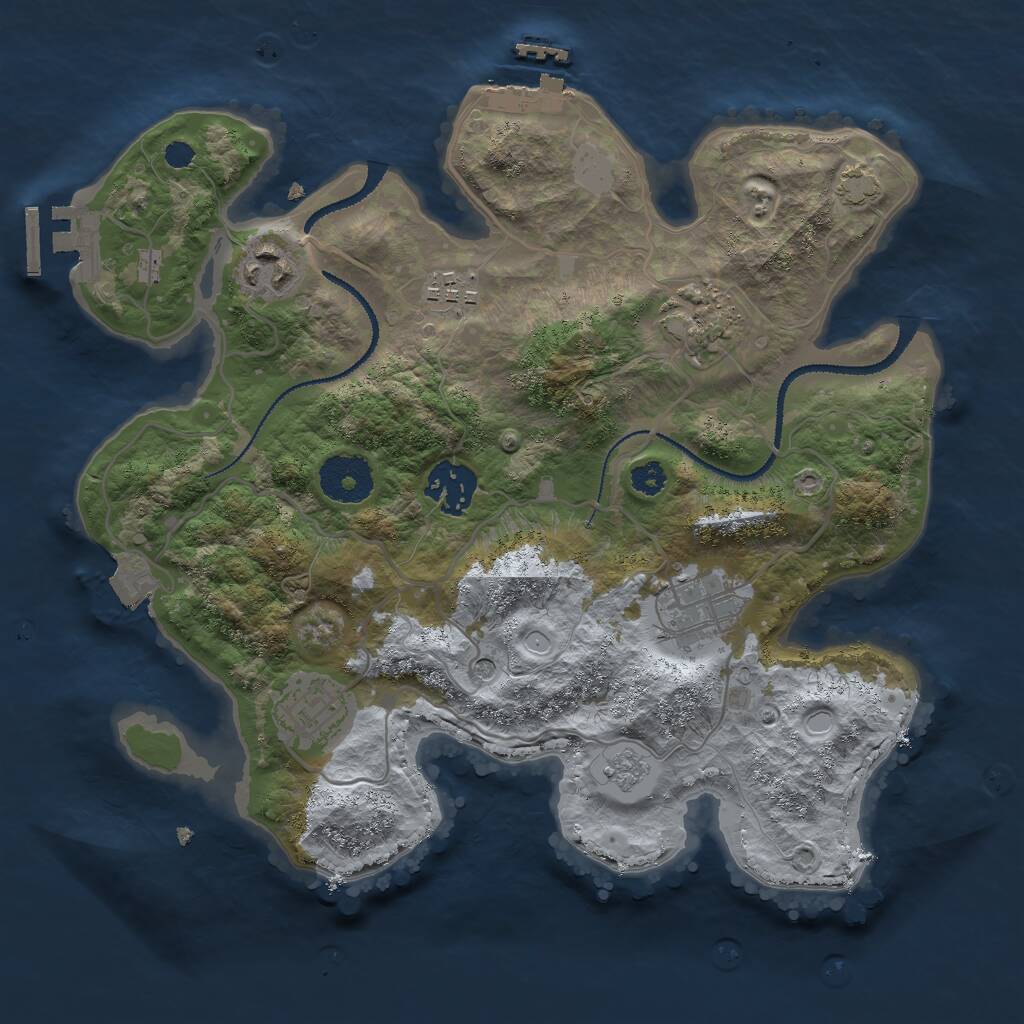 Rust Map: Procedural Map, Size: 3000, Seed: 77167, 12 Monuments