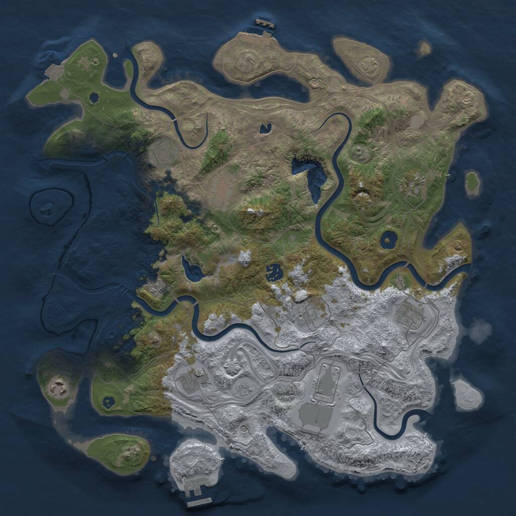 Rust Map: Procedural Map, Size: 4250, Seed: 18373, 16 Monuments