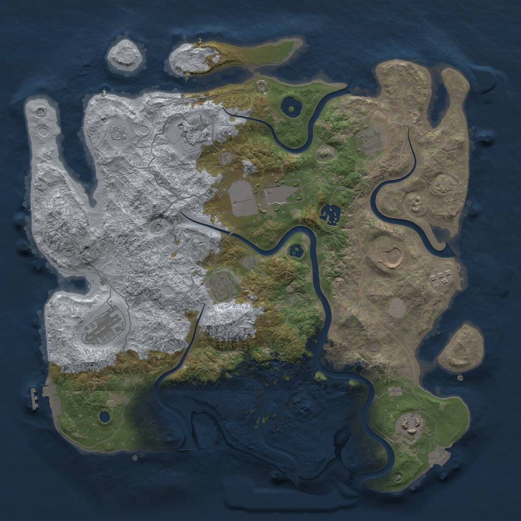 Rust Map: Procedural Map, Size: 3750, Seed: 849042573, 14 Monuments
