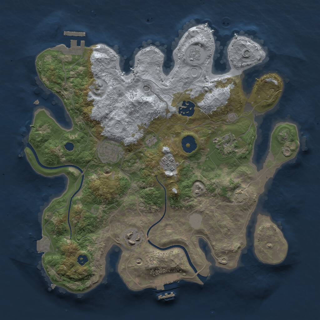 Rust Map: Procedural Map, Size: 3000, Seed: 1712973321, 11 Monuments