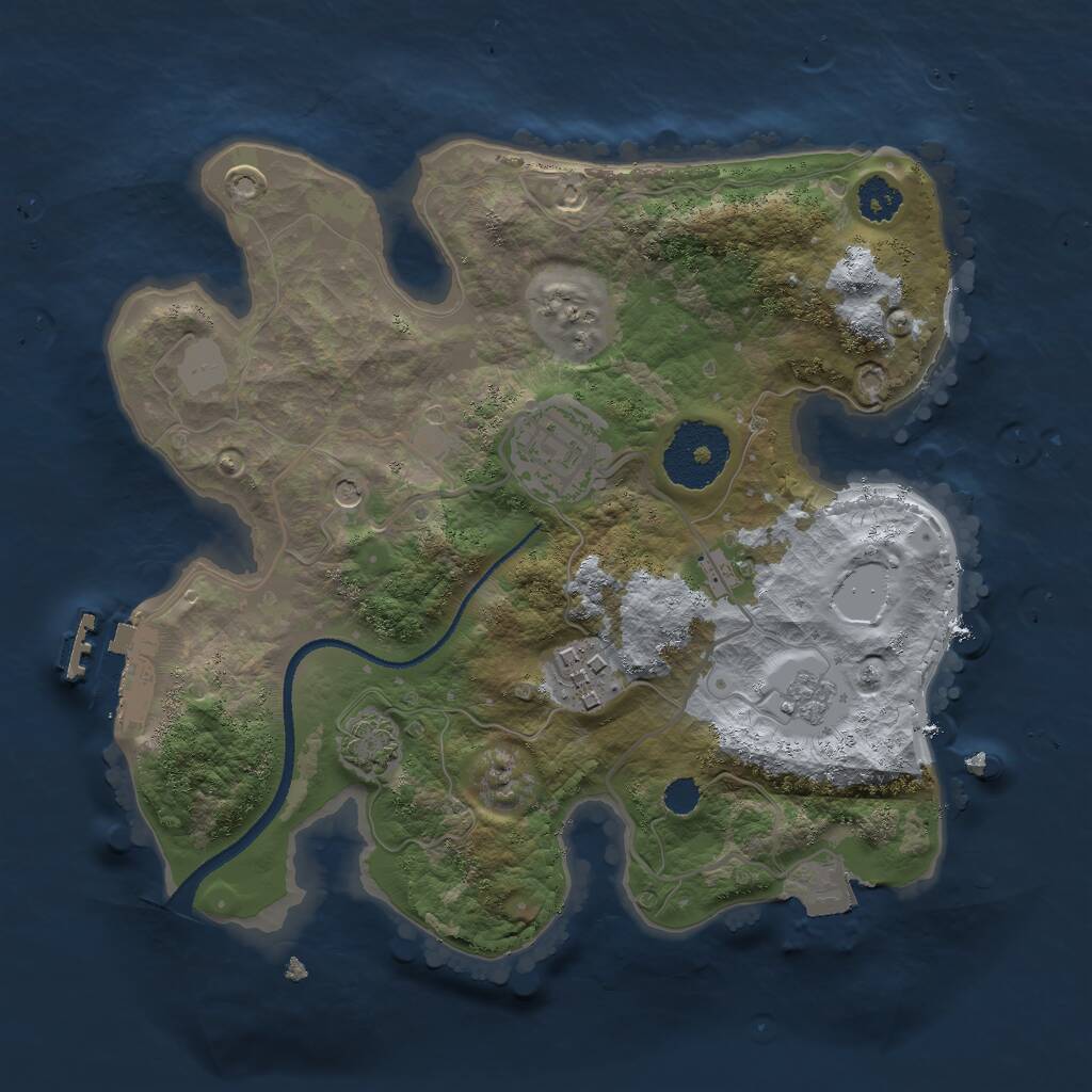 Rust Map: Procedural Map, Size: 2500, Seed: 1034047128, 7 Monuments