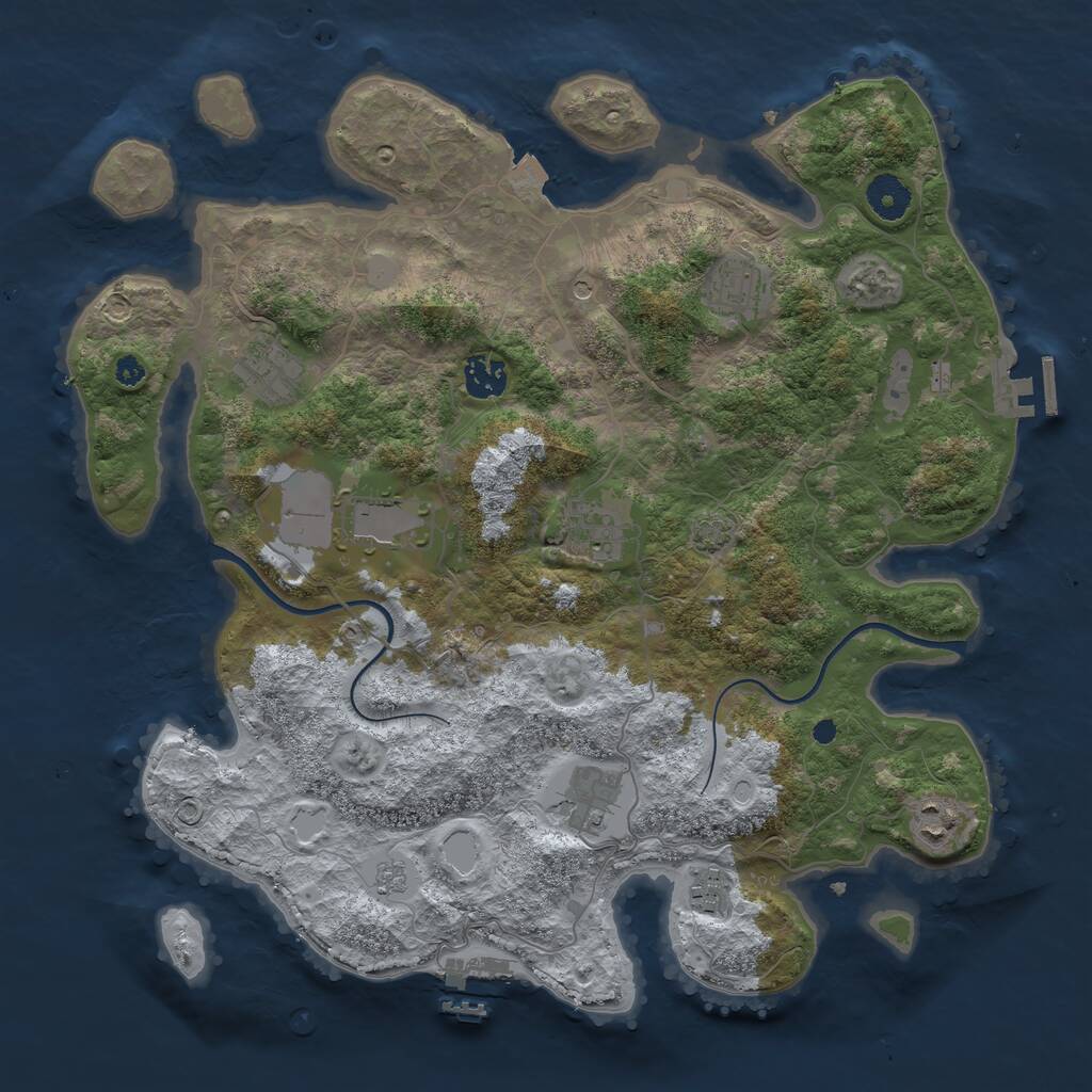 Rust Map: Procedural Map, Size: 3740, Seed: 6738, 14 Monuments