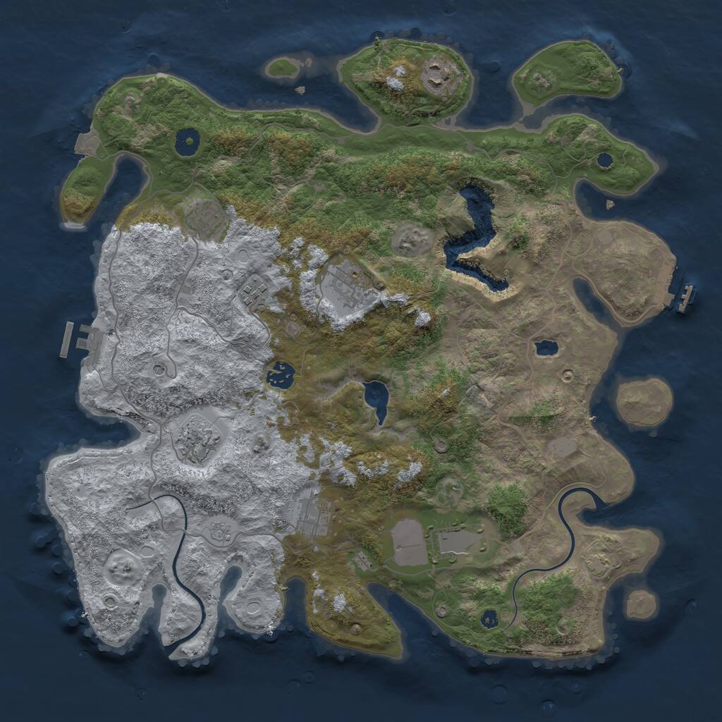 Rust Map: Procedural Map, Size: 4000, Seed: 5216, 14 Monuments