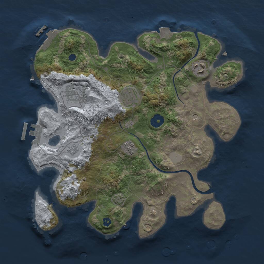 Rust Map: Procedural Map, Size: 3000, Seed: 515397796, 10 Monuments