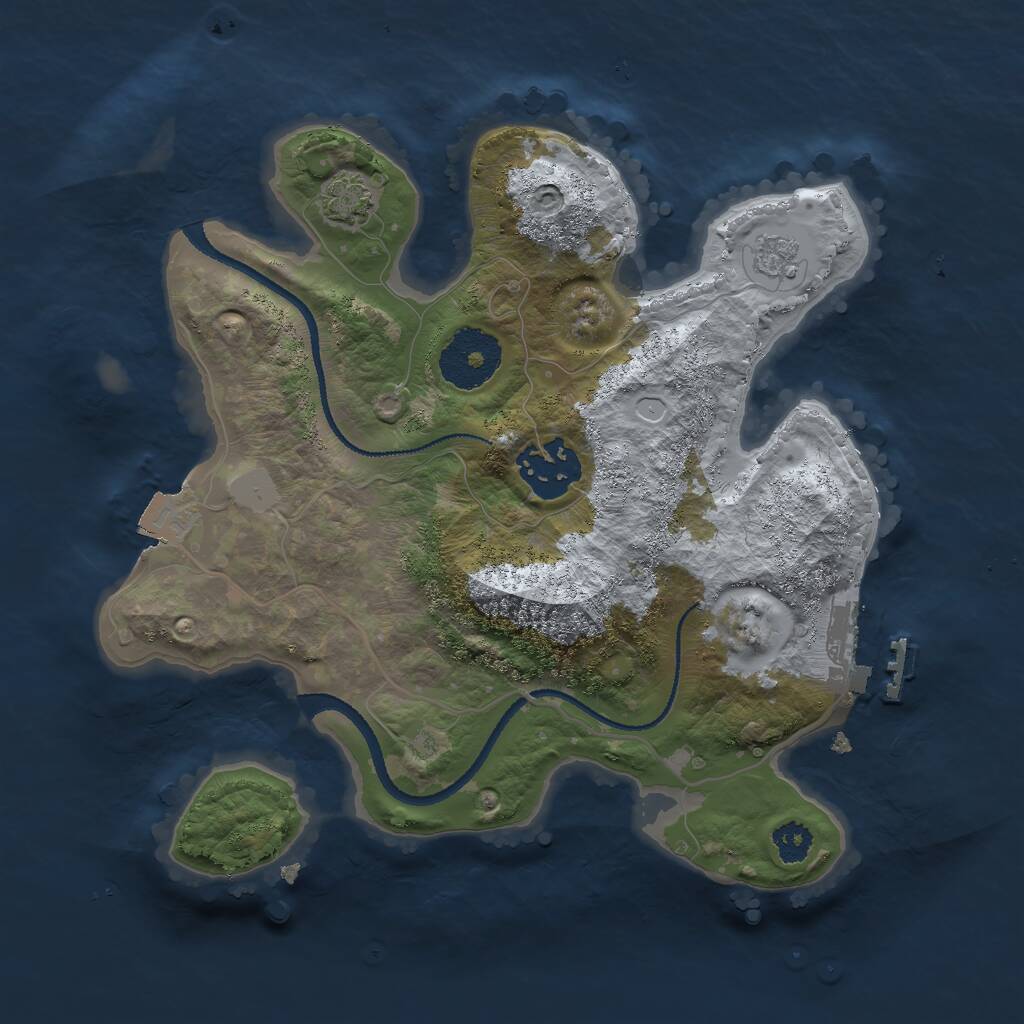 Rust Map: Procedural Map, Size: 2580, Seed: 1401093694, 5 Monuments