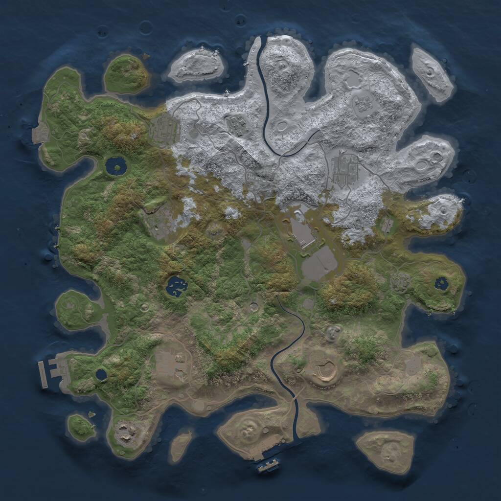 Rust Map: Procedural Map, Size: 3700, Seed: 1450311765, 15 Monuments