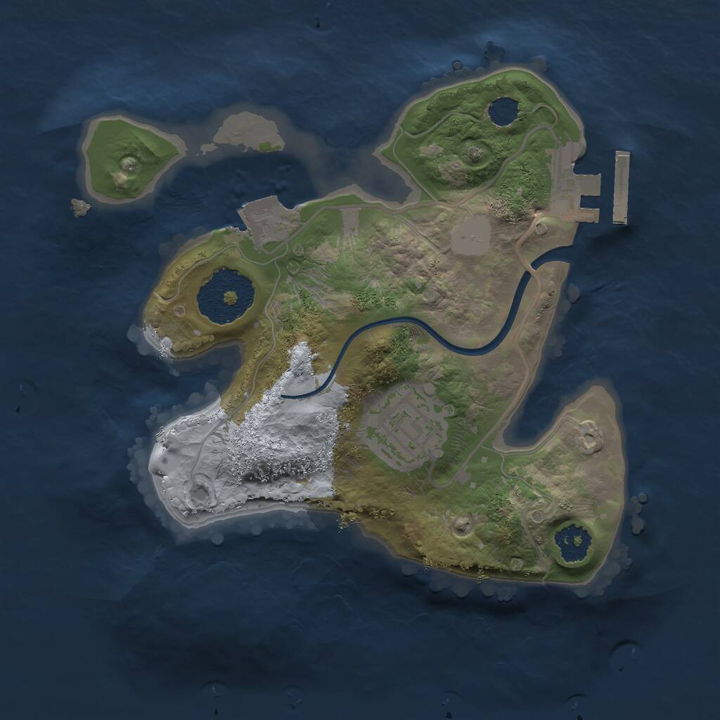 Rust Map: Procedural Map, Size: 2000, Seed: 1235412144, 3 Monuments