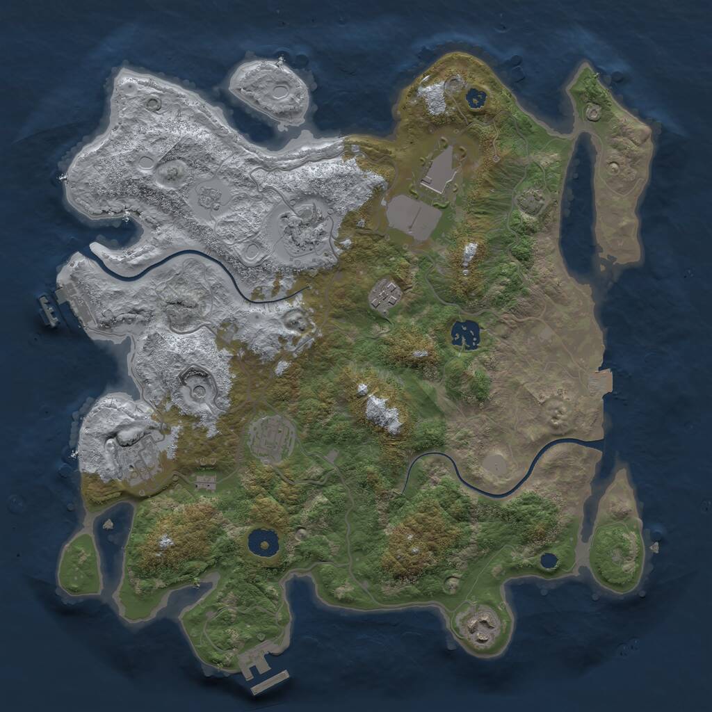 Rust Map: Procedural Map, Size: 3550, Seed: 6231028, 13 Monuments