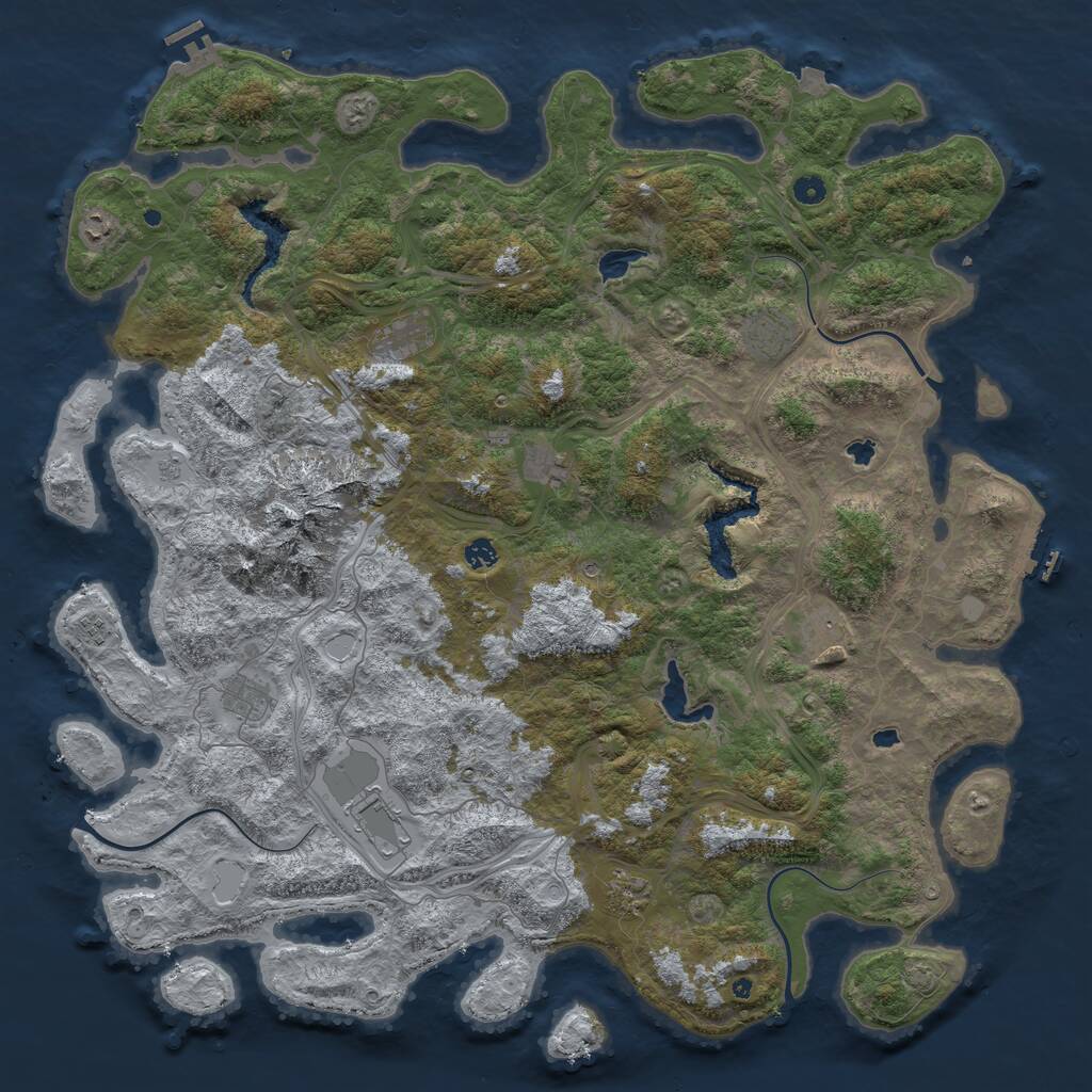 Rust Map: Procedural Map, Size: 5299, Seed: 2010413273, 16 Monuments