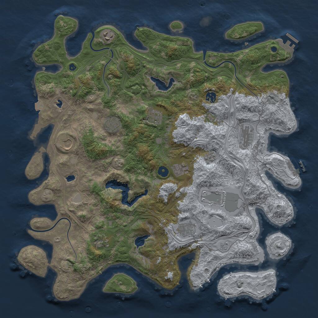 Rust Map: Procedural Map, Size: 4500, Seed: 1793548165, 17 Monuments