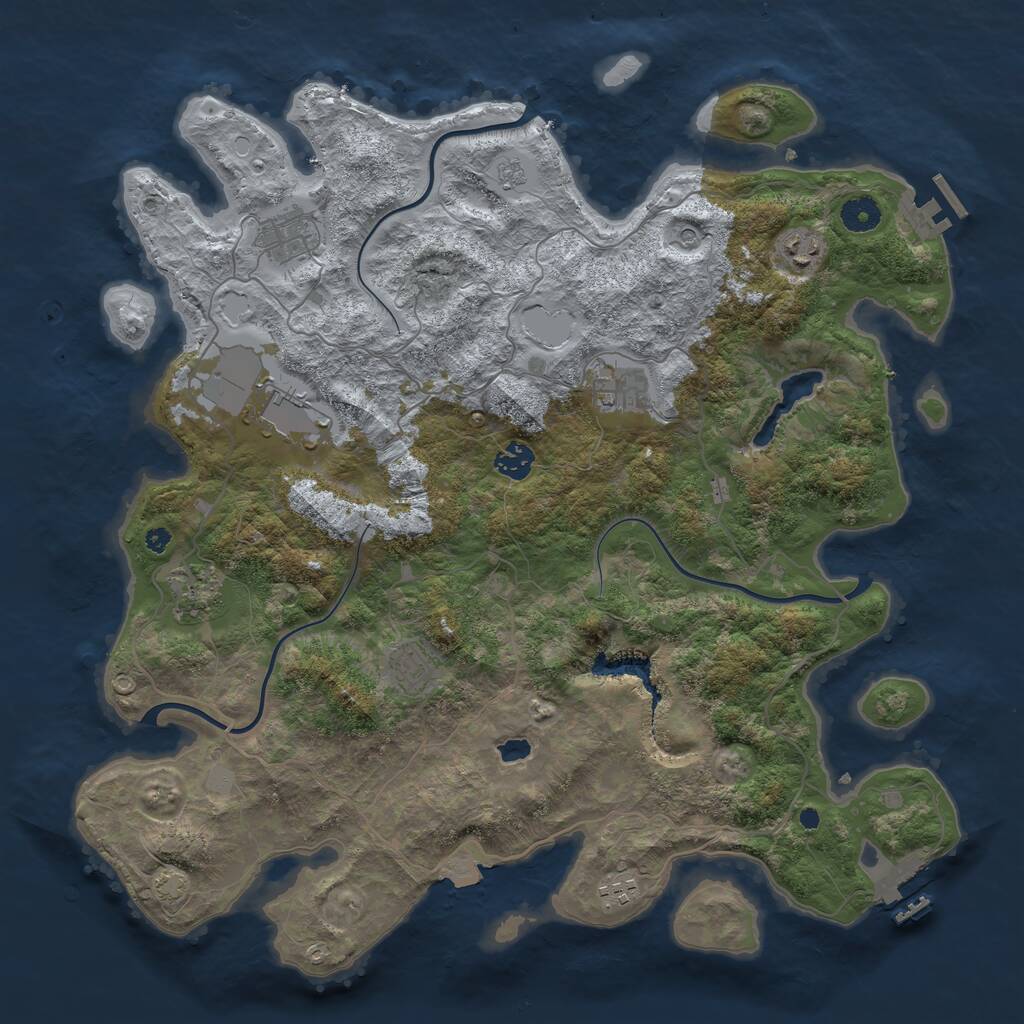 Rust Map: Procedural Map, Size: 4098, Seed: 1087742812, 14 Monuments