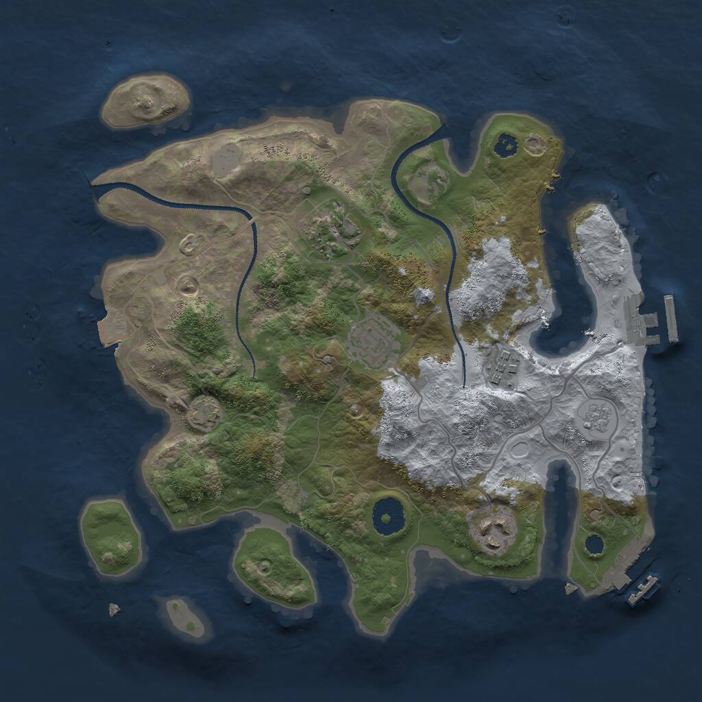 Rust Map: Procedural Map, Size: 3000, Seed: 28544, 9 Monuments