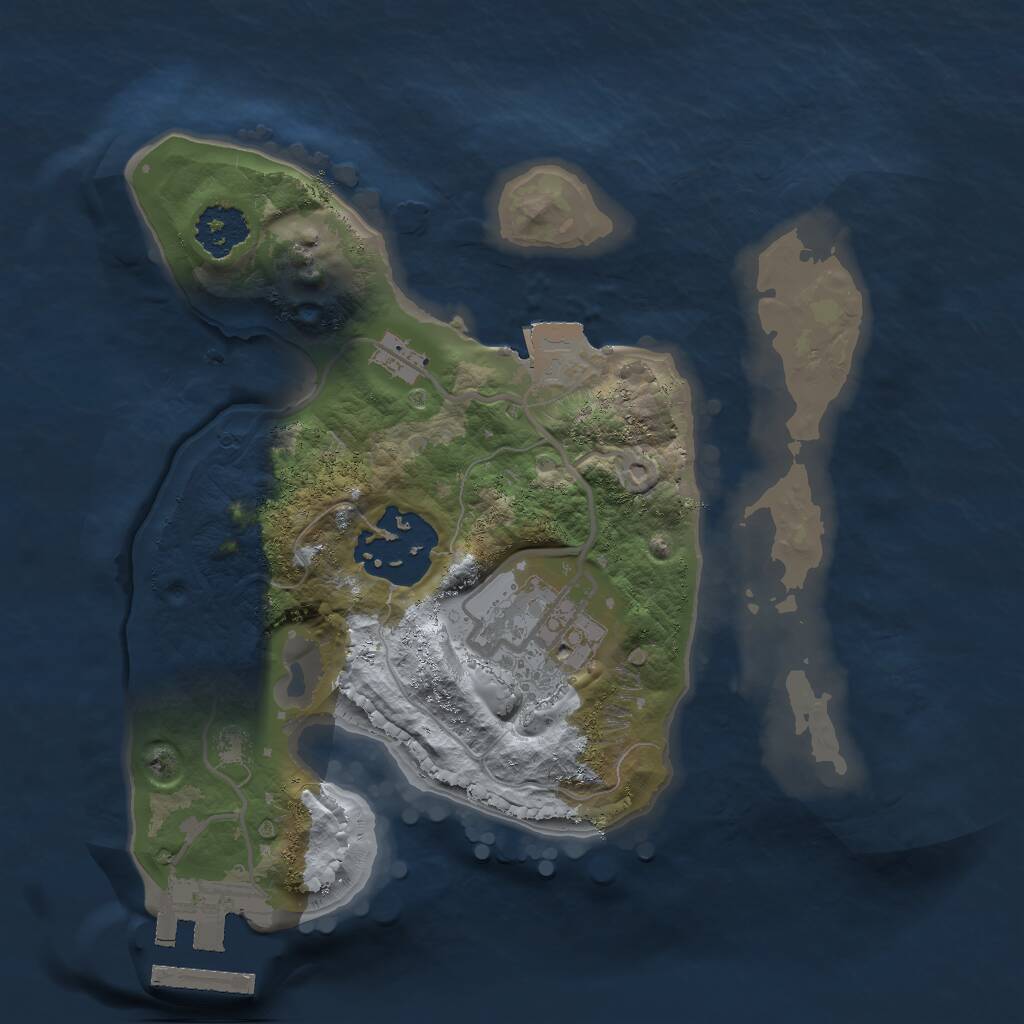 Rust Map: Procedural Map, Size: 2000, Seed: 1843072315, 4 Monuments