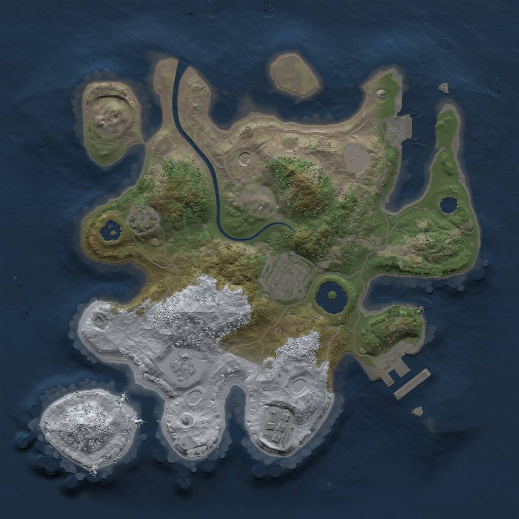 Rust Map: Procedural Map, Size: 2500, Seed: 1843082323, 7 Monuments