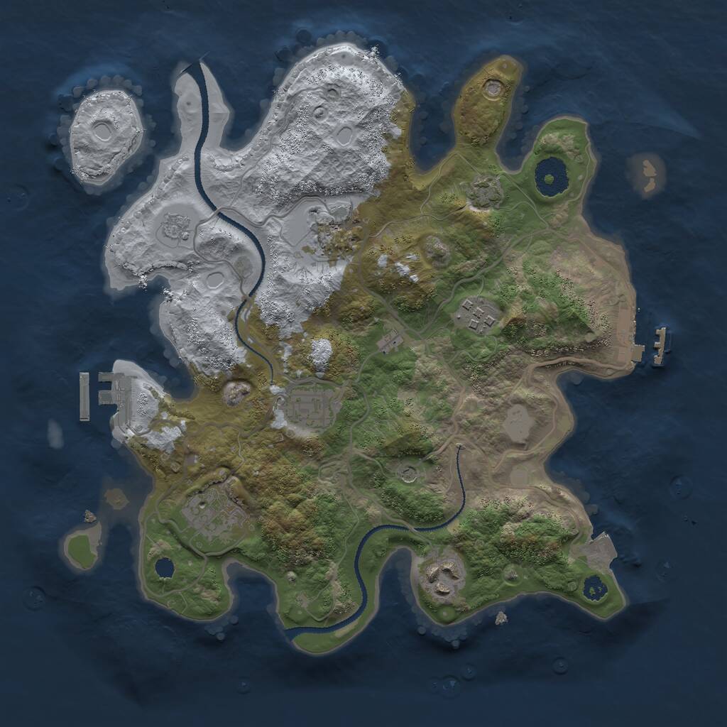 Rust Map: Procedural Map, Size: 3000, Seed: 847503094, 11 Monuments