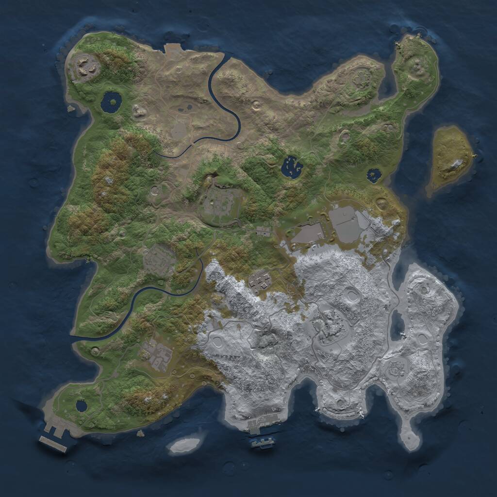 Rust Map: Procedural Map, Size: 3500, Seed: 8386374, 14 Monuments