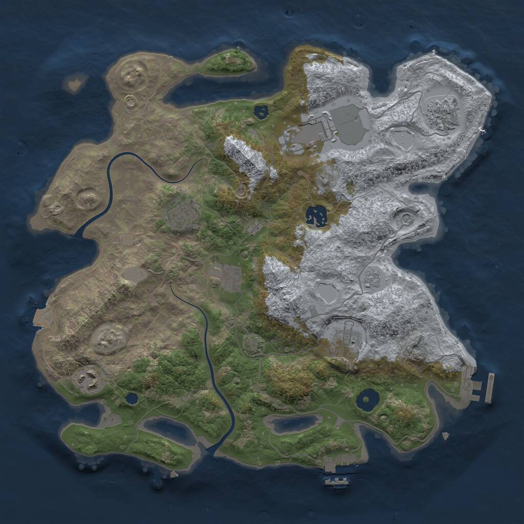 Rust Map: Procedural Map, Size: 3500, Seed: 3251, 13 Monuments