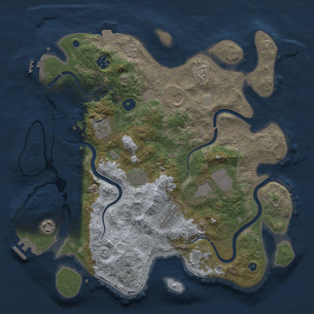 Rust Map: Procedural Map, Size: 3750, Seed: 1785993310, 14 Monuments