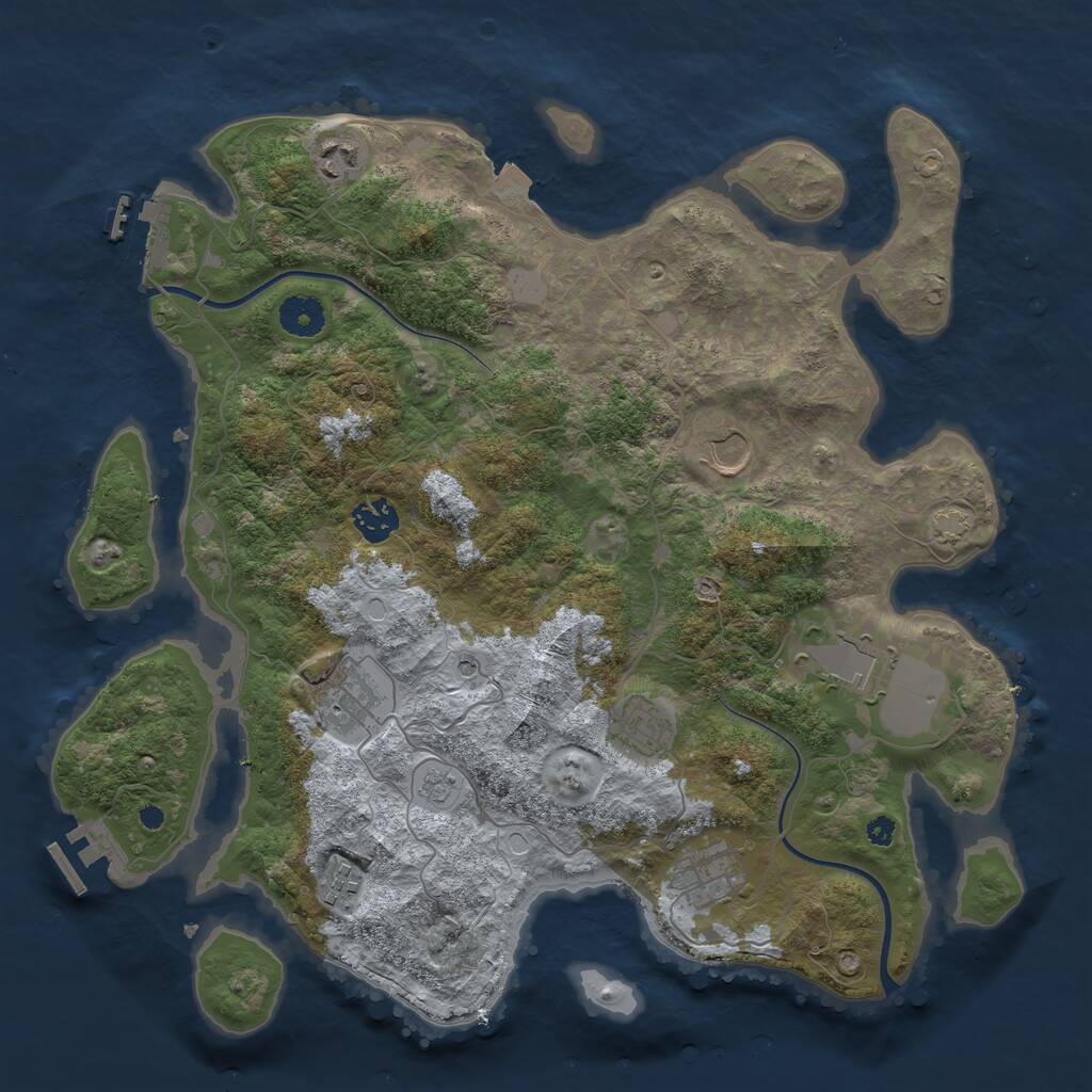 Rust Map: Procedural Map, Size: 3750, Seed: 1785993310, 14 Monuments