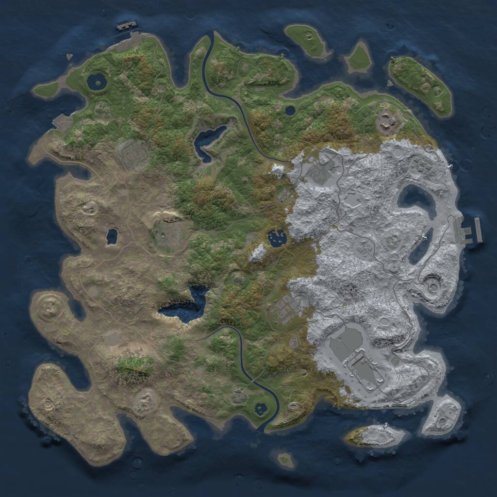 Rust Map: Procedural Map, Size: 4000, Seed: 869003937, 14 Monuments