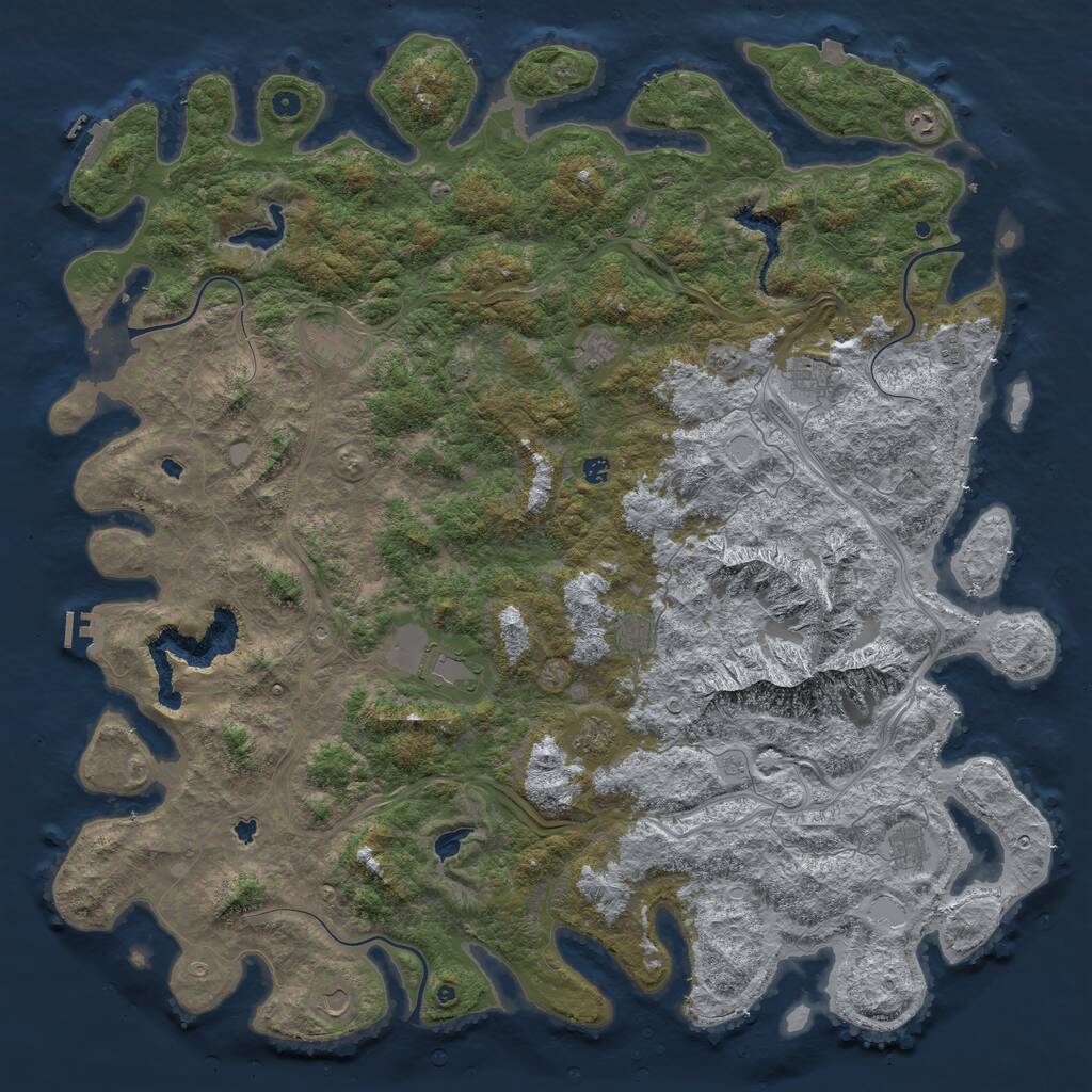 Rust Map: Procedural Map, Size: 6000, Seed: 1127035622, 17 Monuments