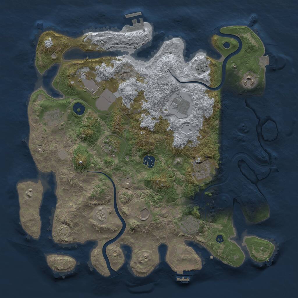 Rust Map: Procedural Map, Size: 3700, Seed: 1873588402, 15 Monuments