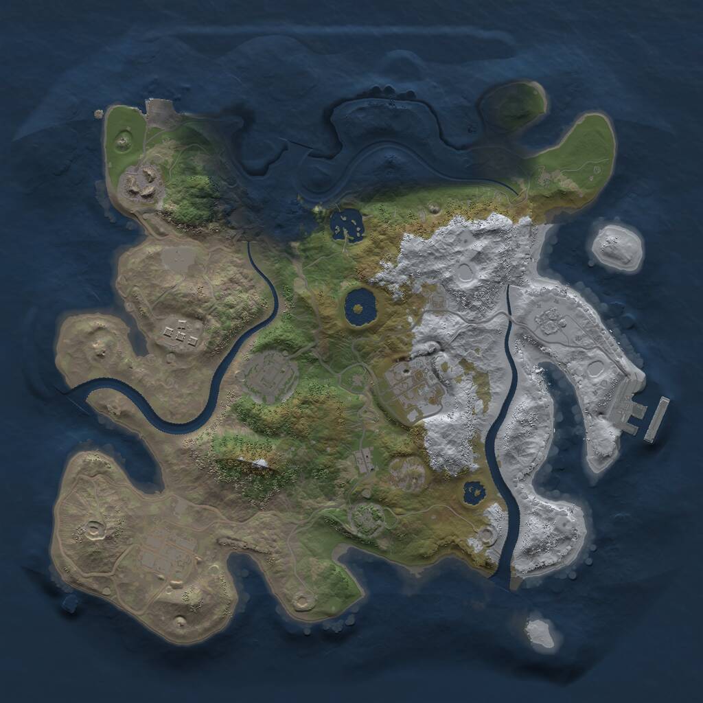 Rust Map: Procedural Map, Size: 3000, Seed: 869003937, 10 Monuments