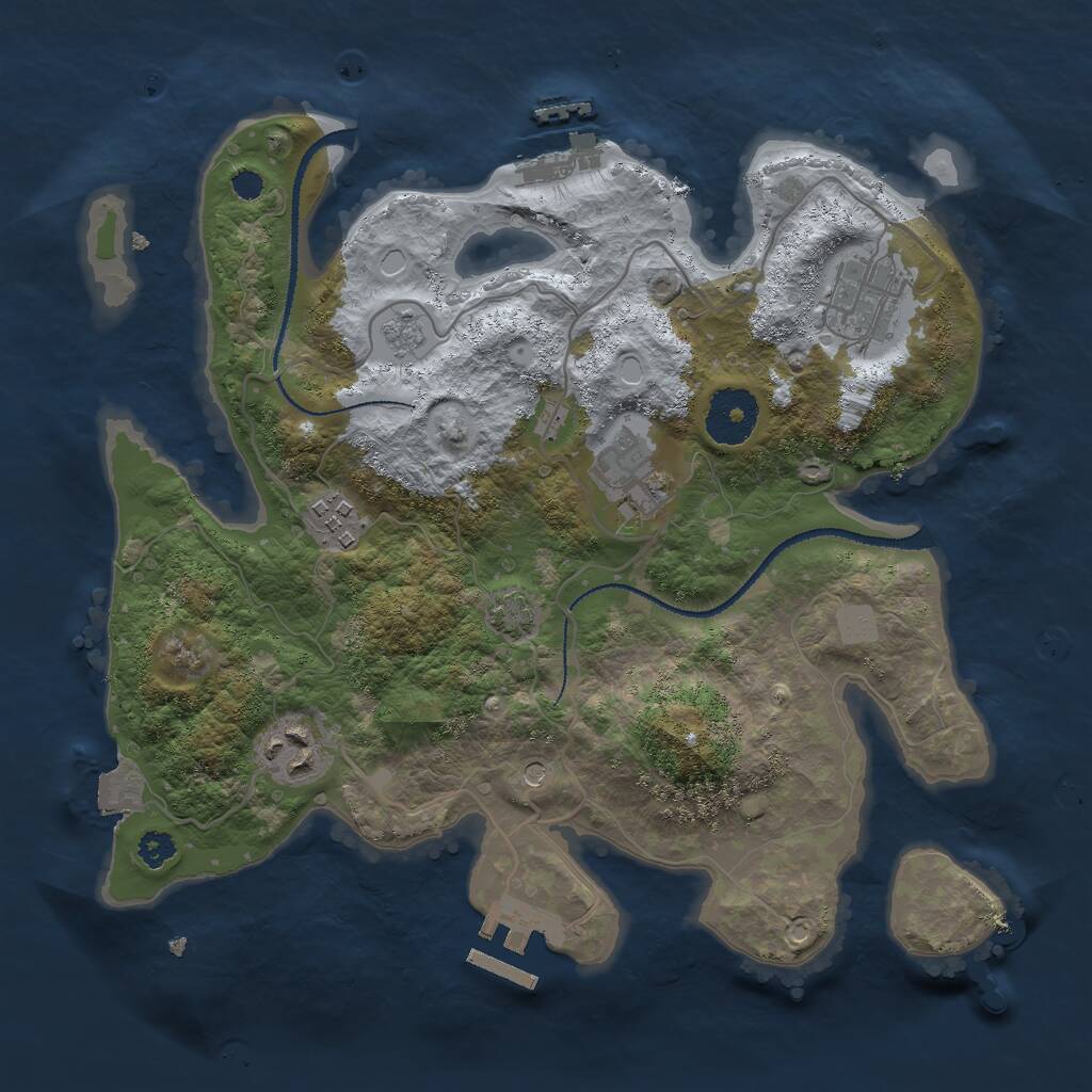 Rust Map: Procedural Map, Size: 3000, Seed: 392764, 10 Monuments
