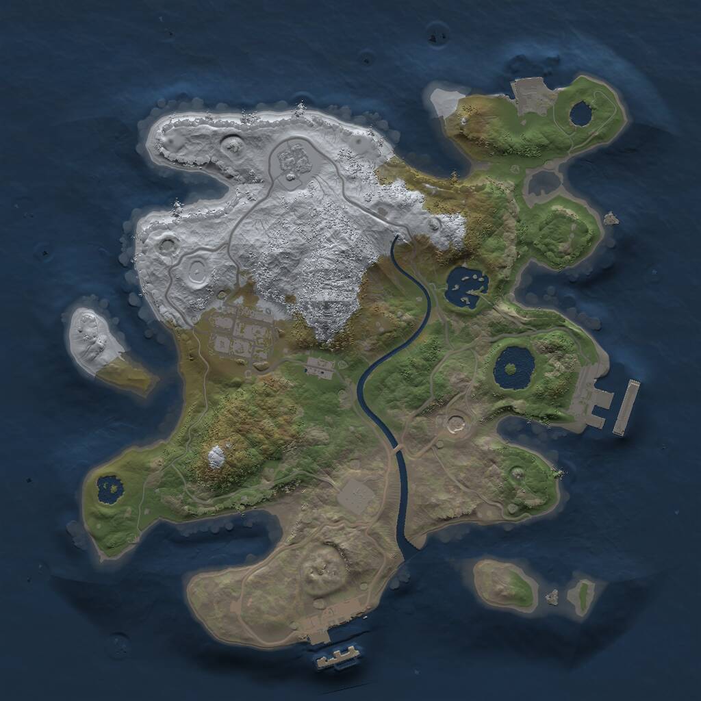 Rust Map: Procedural Map, Size: 2500, Seed: 1894030262, 7 Monuments