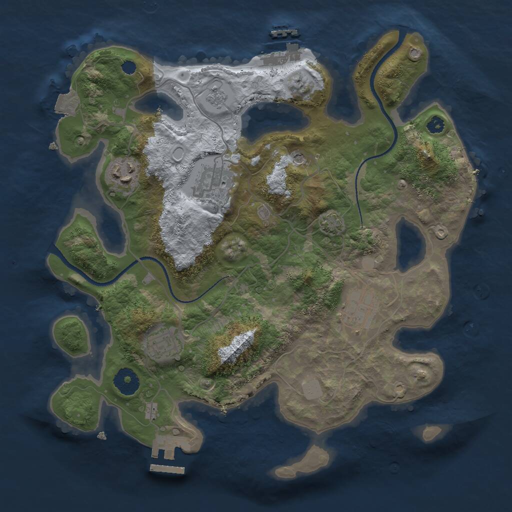 Rust Map: Procedural Map, Size: 3000, Seed: 1176687470, 10 Monuments