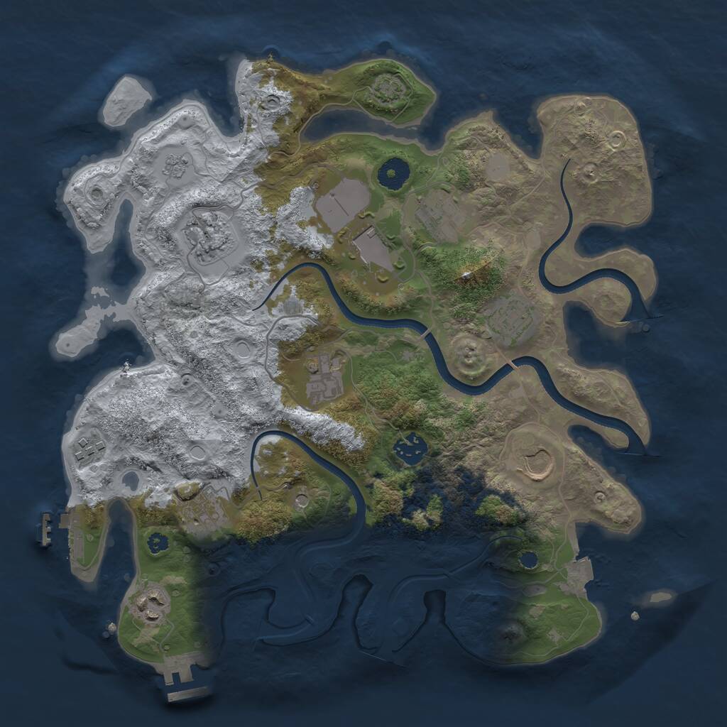 Rust Map: Procedural Map, Size: 3500, Seed: 642027193, 16 Monuments