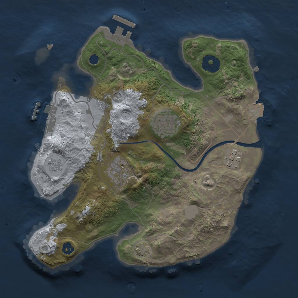 Rust Map: Procedural Map, Size: 2500, Seed: 5250, 9 Monuments