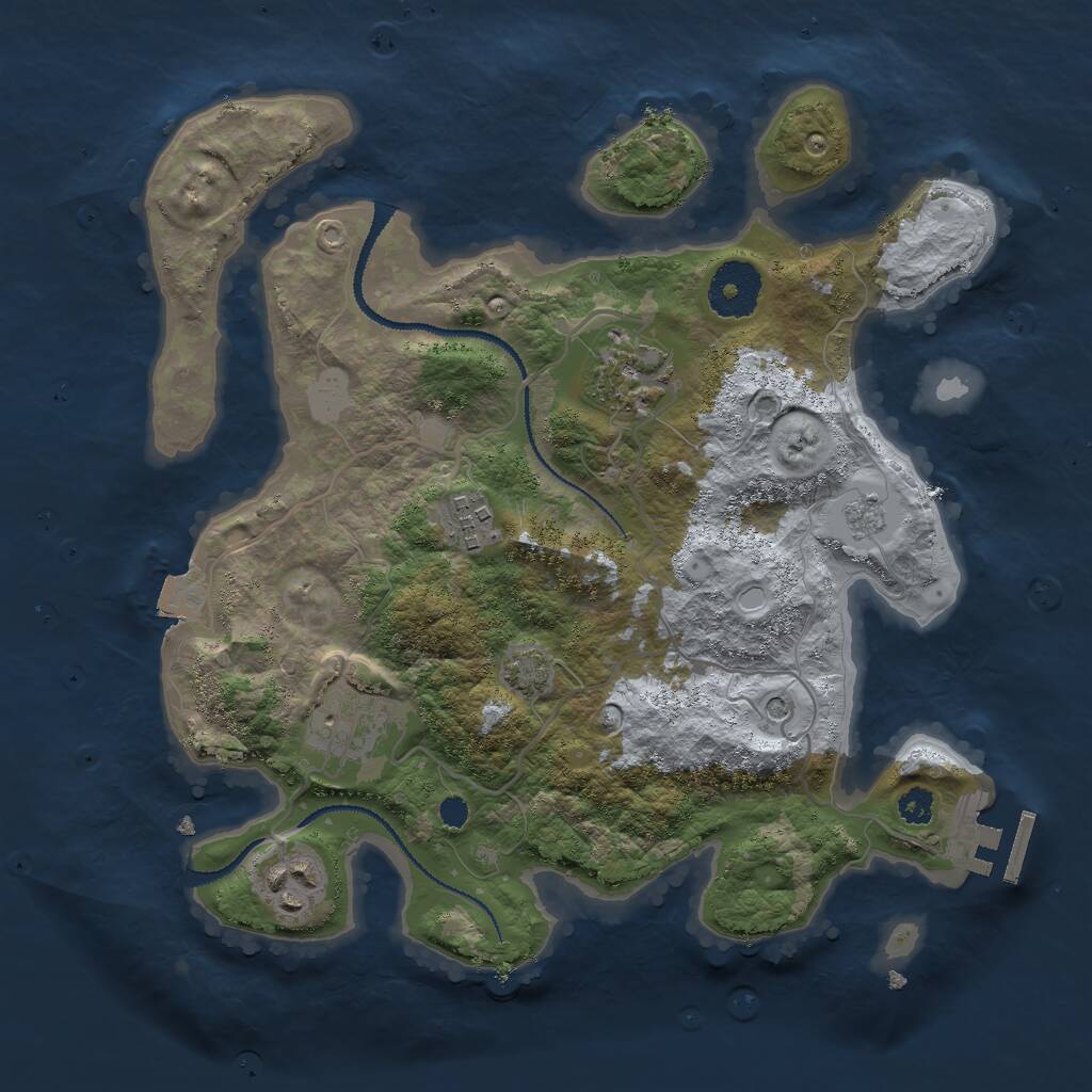 Rust Map: Procedural Map, Size: 3000, Seed: 1093693149, 9 Monuments