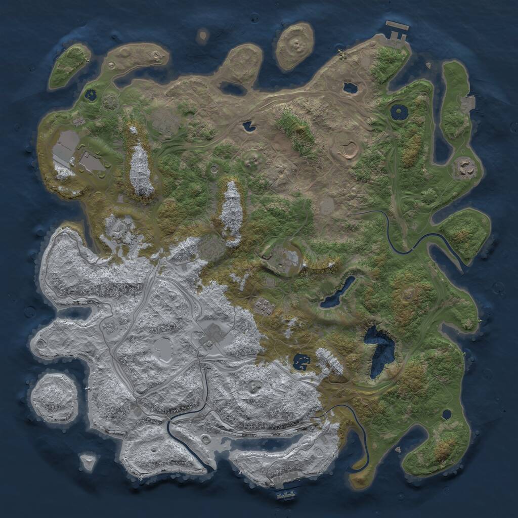 Rust Map: Procedural Map, Size: 4500, Seed: 337349429, 16 Monuments