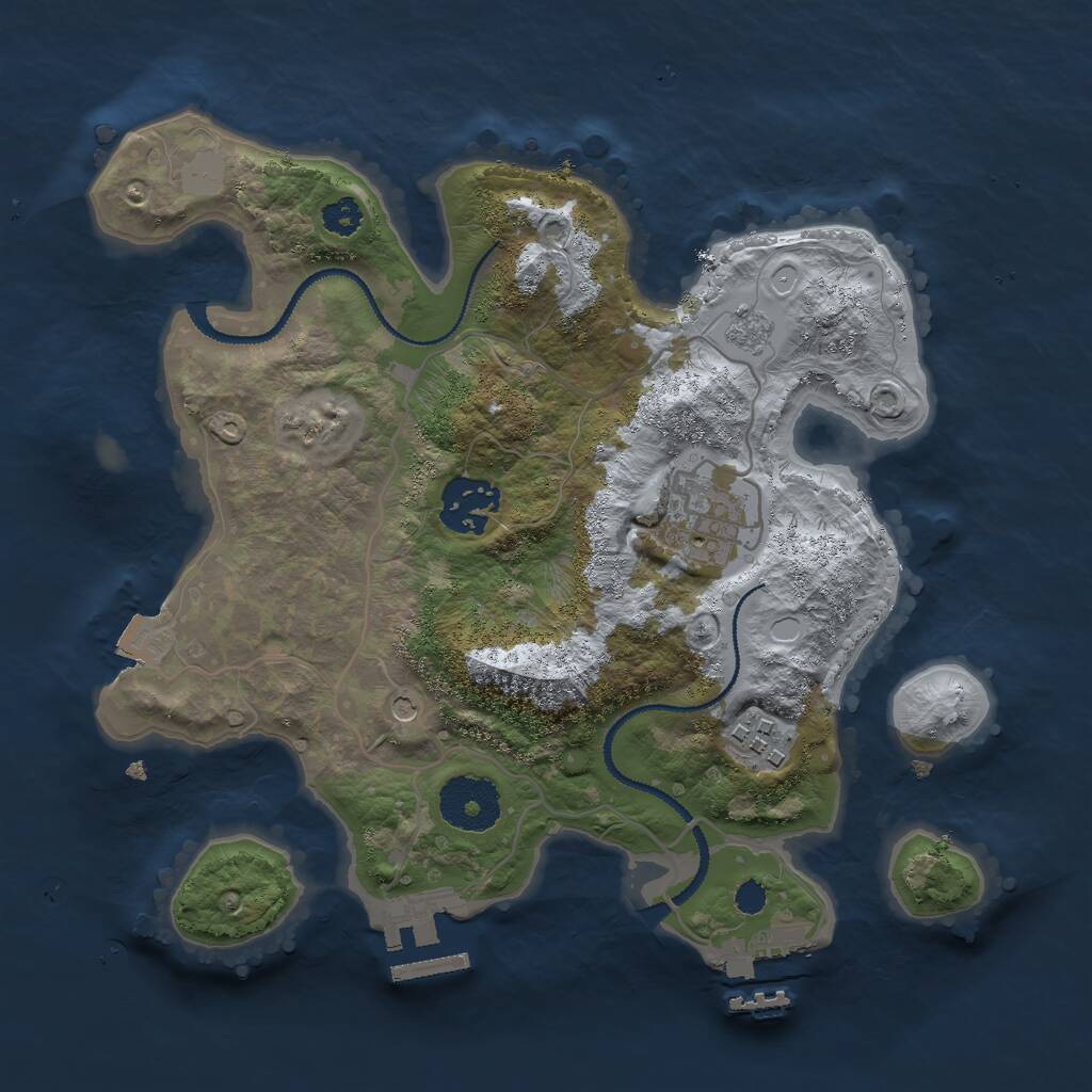 Rust Map: Procedural Map, Size: 2800, Seed: 1401093694, 8 Monuments