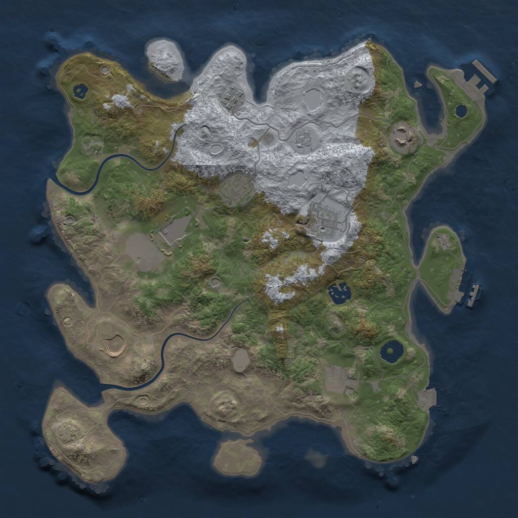 Rust Map: Procedural Map, Size: 3500, Seed: 2086016204, 14 Monuments