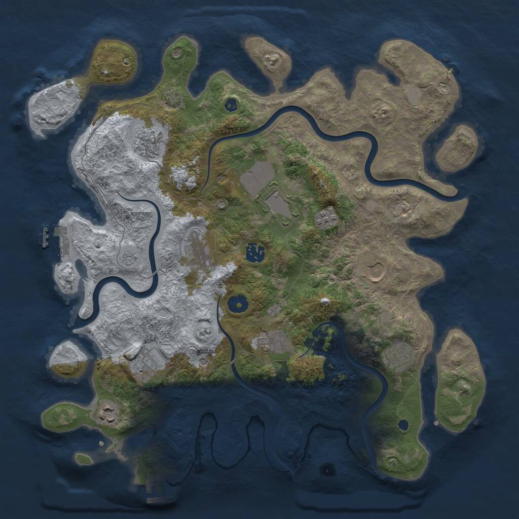 Rust Map: Procedural Map, Size: 3950, Seed: 1976585728, 16 Monuments