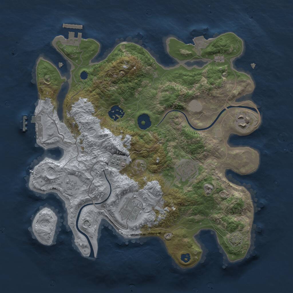 Rust Map: Procedural Map, Size: 3000, Seed: 540069638, 10 Monuments