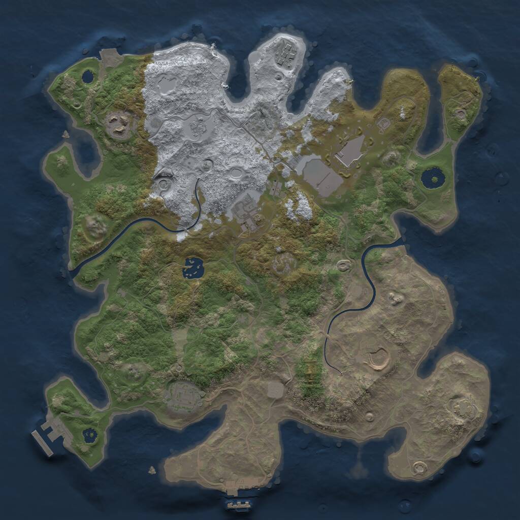 Rust Map: Procedural Map, Size: 3500, Seed: 7141221, 13 Monuments