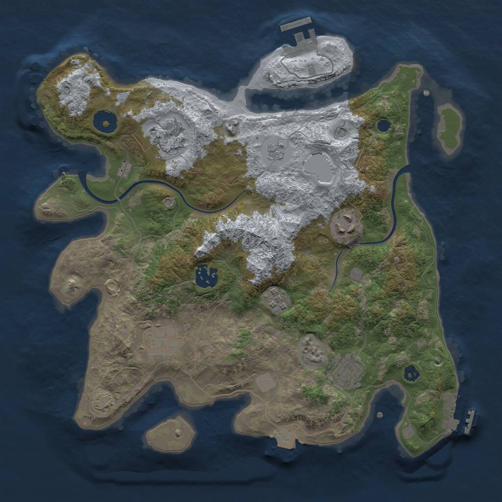 Rust Map: Procedural Map, Size: 3200, Seed: 465188183, 12 Monuments