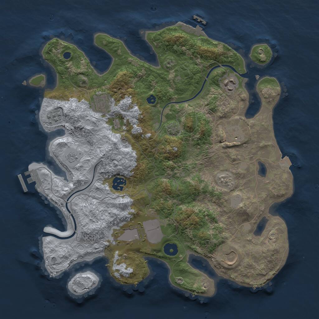Rust Map: Procedural Map, Size: 3500, Seed: 1738415794, 13 Monuments