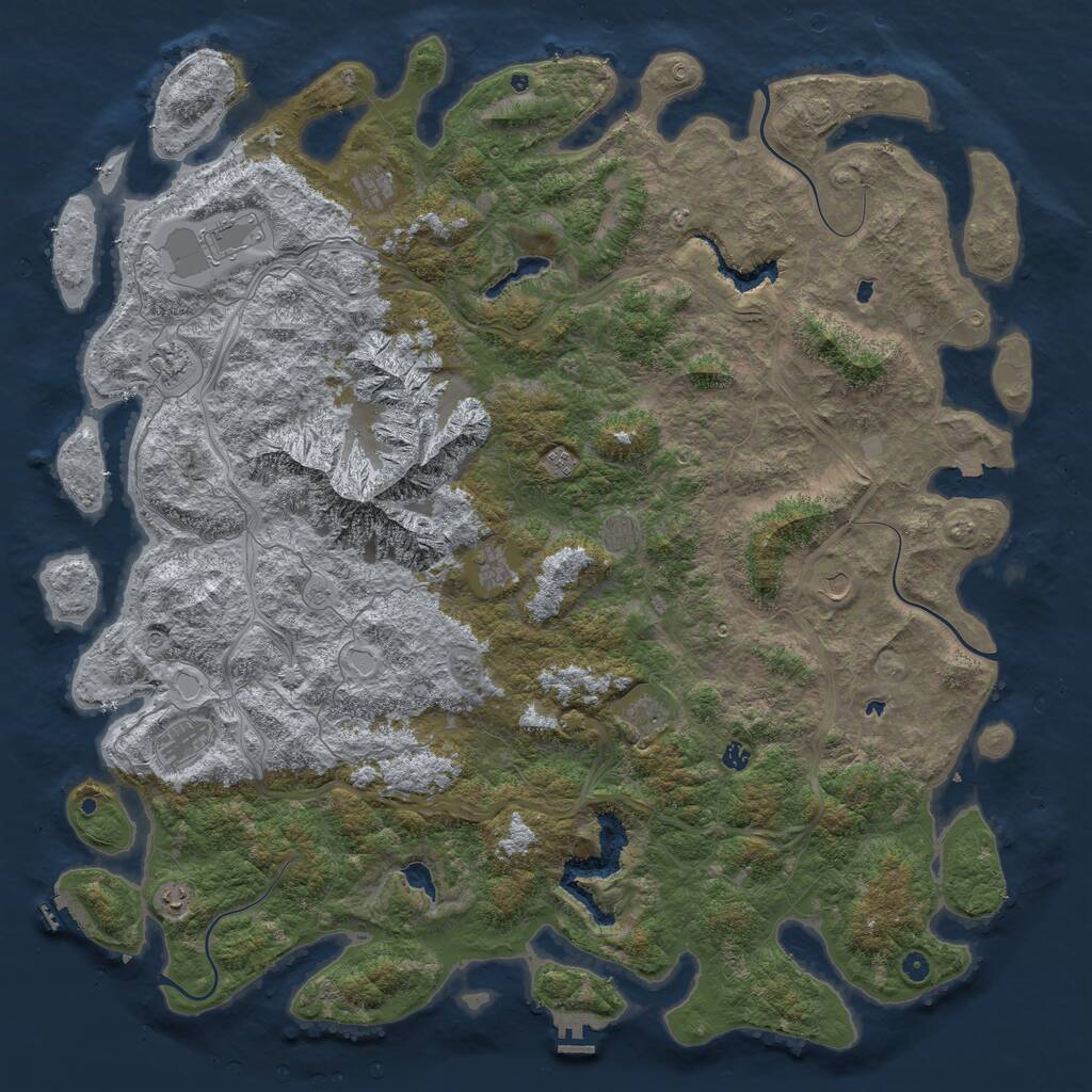 Rust Map: Procedural Map, Size: 6000, Seed: 410809307, 17 Monuments