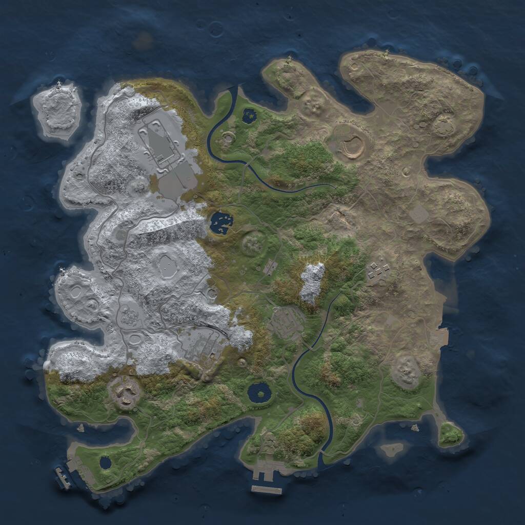 Rust Map: Procedural Map, Size: 3500, Seed: 410809307, 13 Monuments