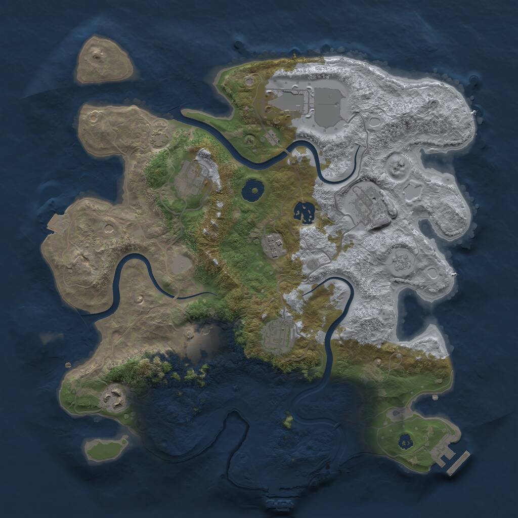 Rust Map: Procedural Map, Size: 3500, Seed: 97250851, 14 Monuments