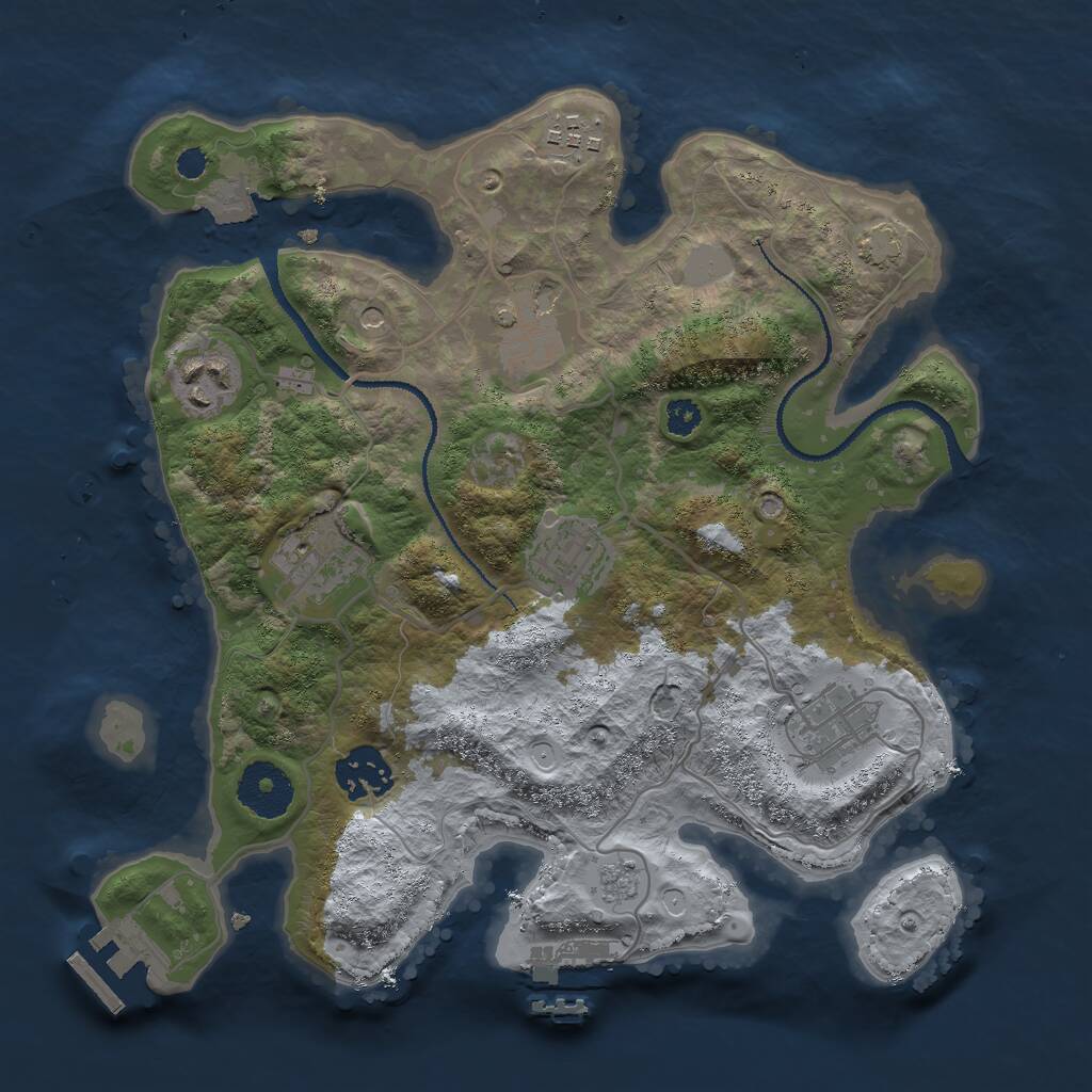 Rust Map: Procedural Map, Size: 3000, Seed: 533076550, 13 Monuments