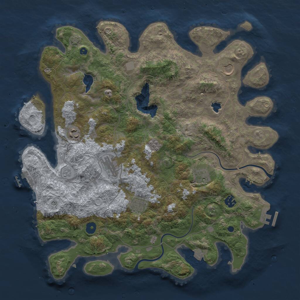 Rust Map: Procedural Map, Size: 4000, Seed: 50611, 13 Monuments