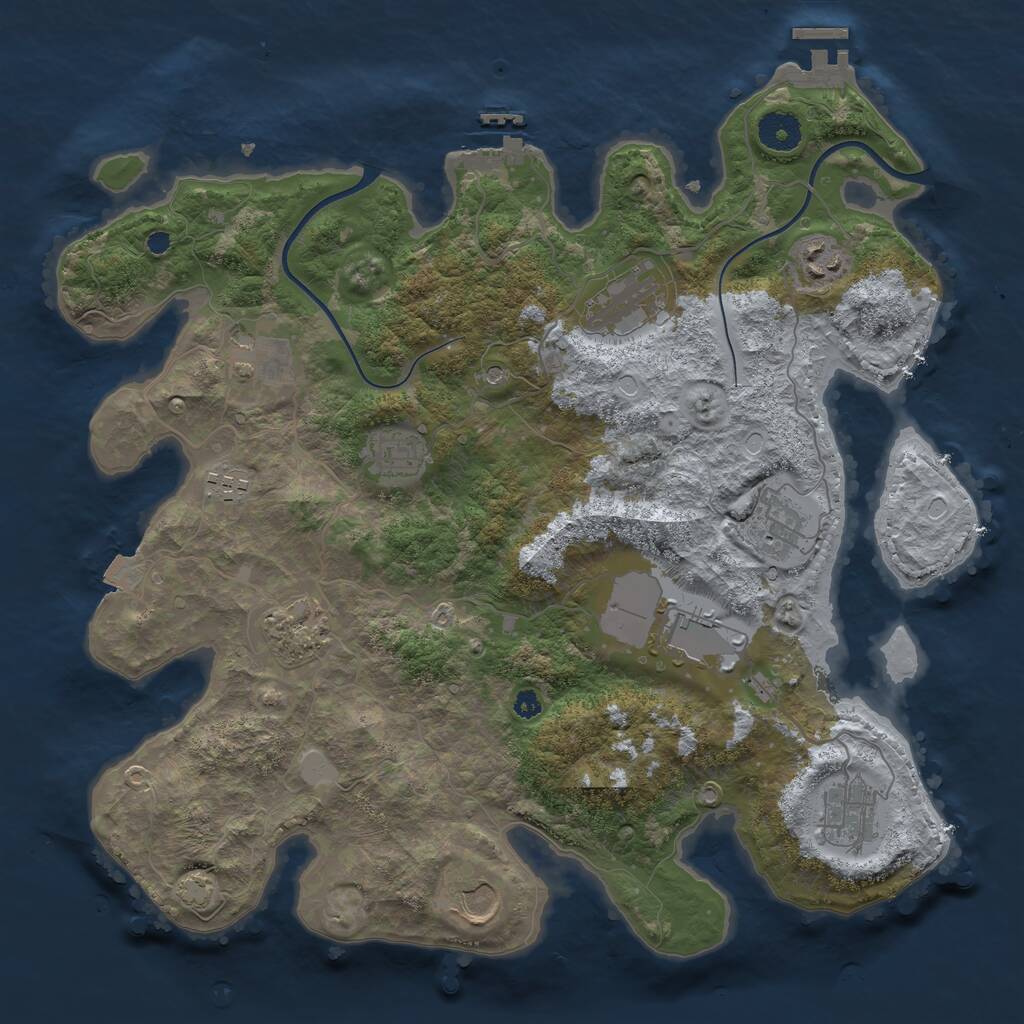Rust Map: Procedural Map, Size: 3700, Seed: 2018286843, 15 Monuments