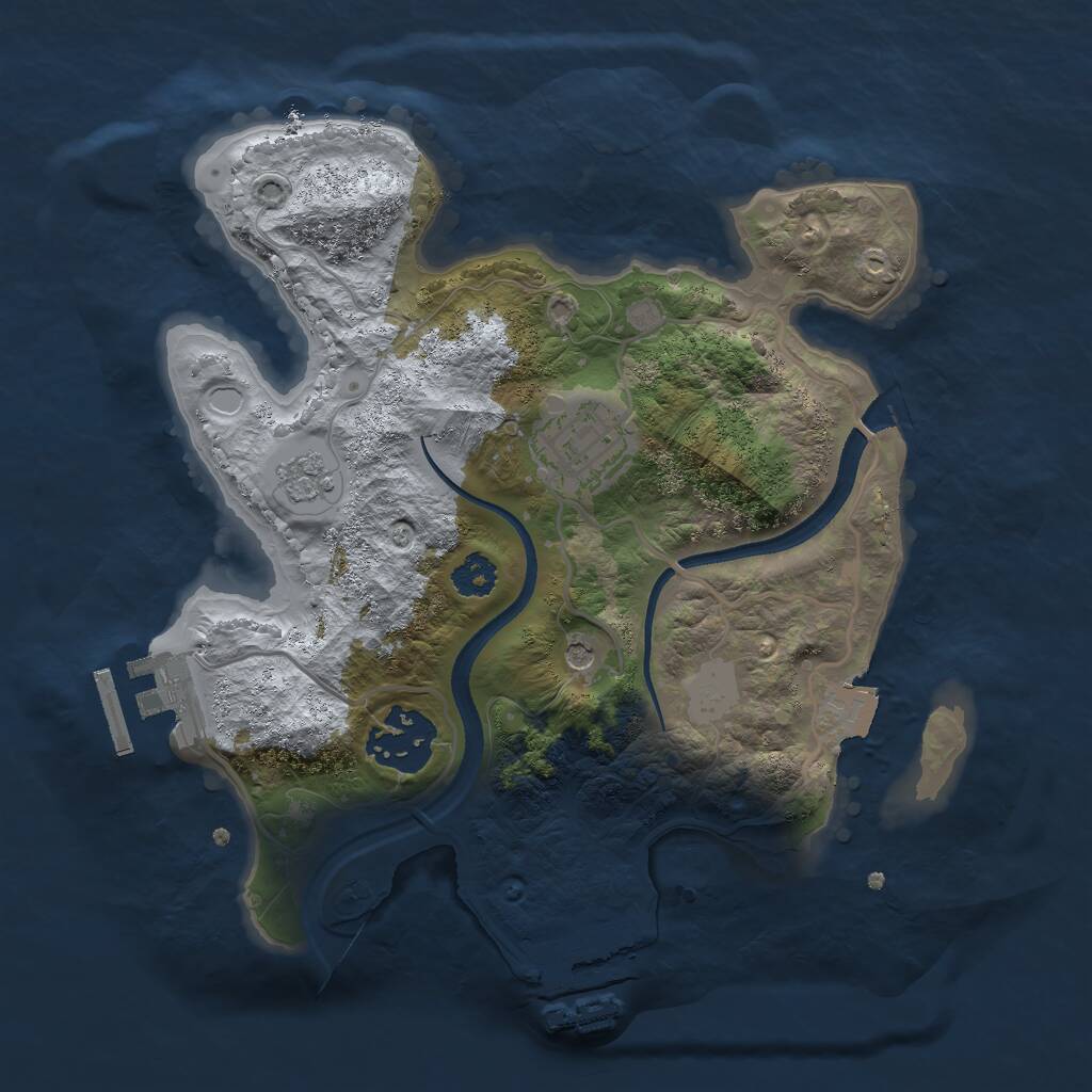 Rust Map: Procedural Map, Size: 2500, Seed: 1027499843, 7 Monuments