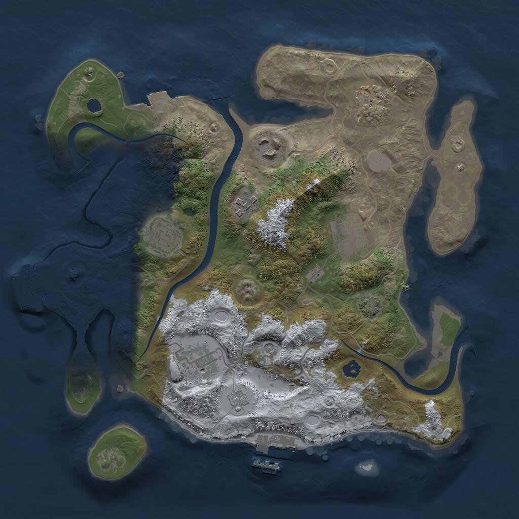 Rust Map: Procedural Map, Size: 3000, Seed: 120837559, 12 Monuments