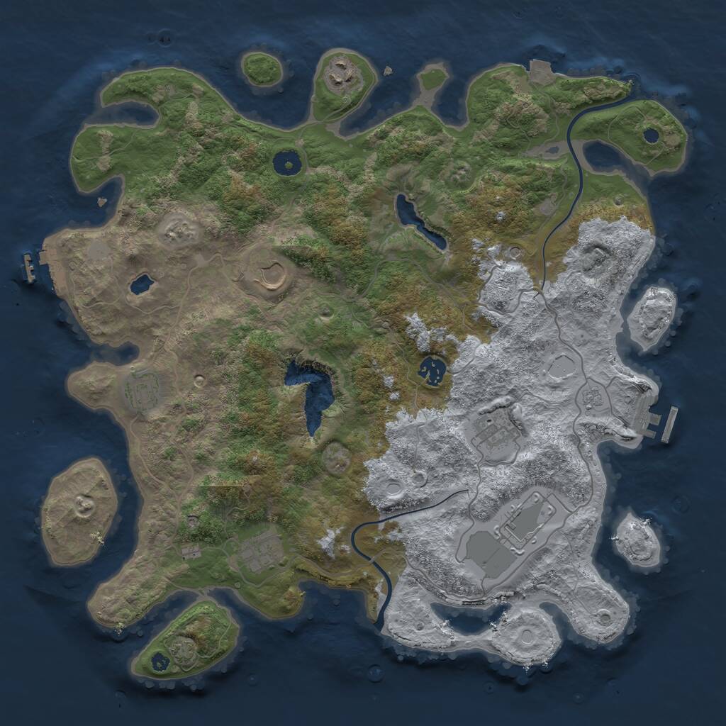 Rust Map: Procedural Map, Size: 4000, Seed: 597937, 13 Monuments